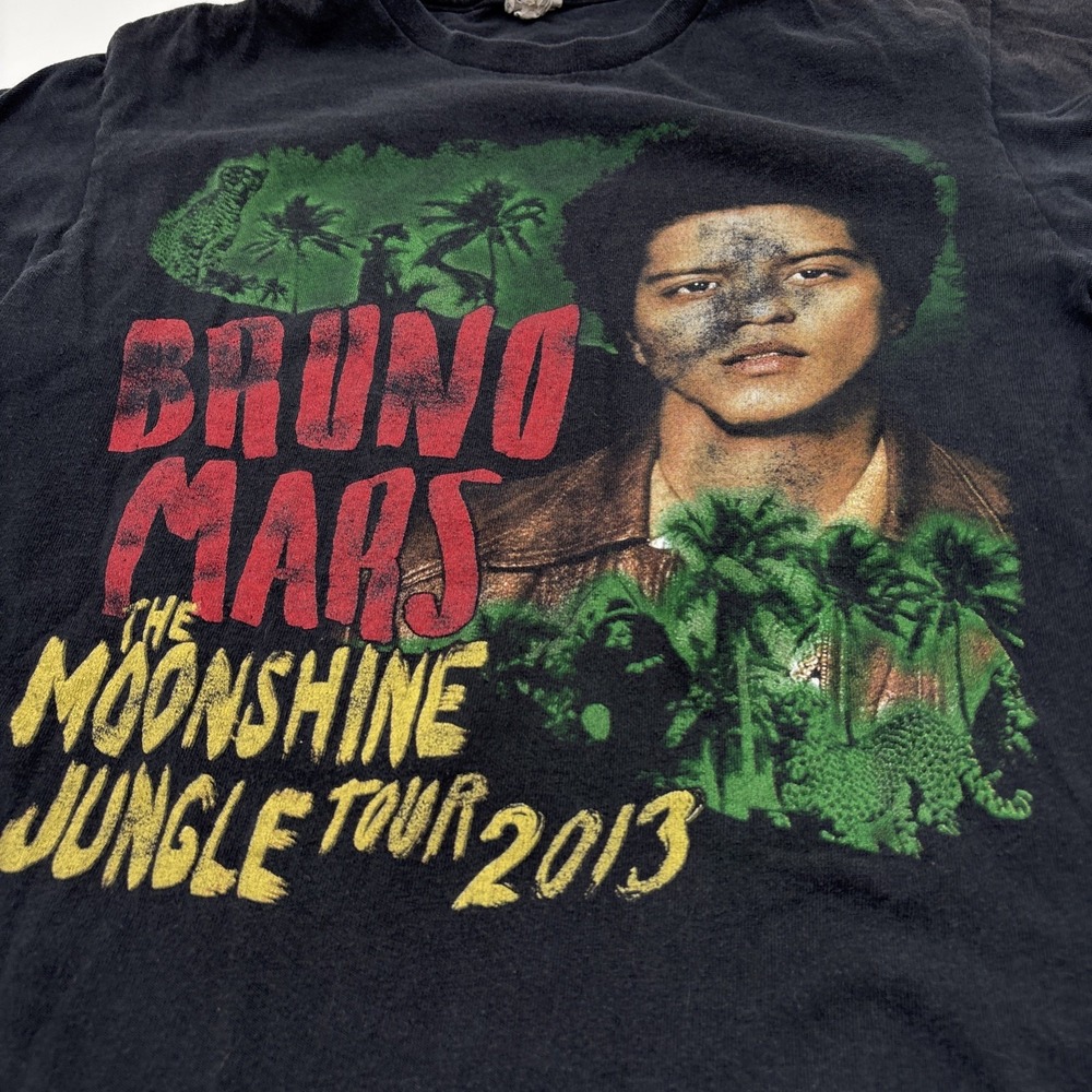 Bruno Mars The Moonshine Jungle Tour 2013 T-shirt Mens Size Medium Black - Picture 3 of 16